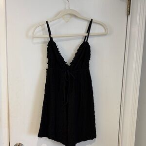 Black Lace Romper with Spaghetti Straps